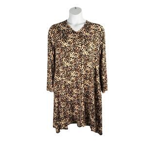 Abela Story + Co Dress Plus 2X Leopard Animal Print Soft Knit Pockets Hi Low